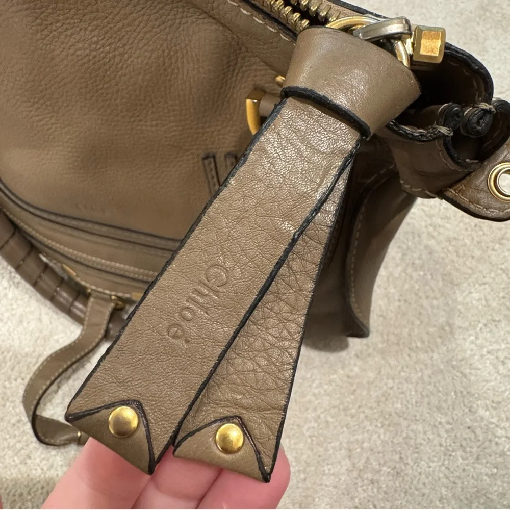 Chloe Medium Marcie double carry handbag purse in nut leather brown taupe - Picture 17 of 17